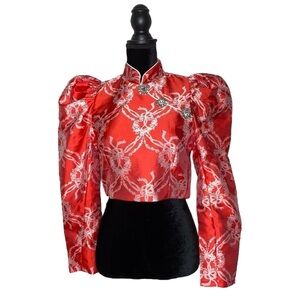 Qipoa Inspired Top With Mutton Sleeves (Puff Sleeves)